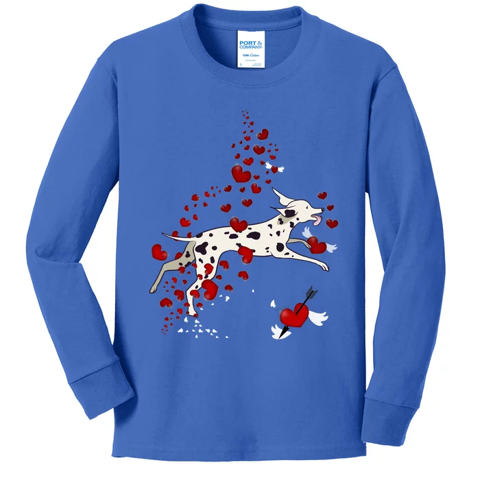 Cute Dalmatian And Red Hearts Funny Dog Mom Valentines Day Gift Kids Long Sleeve Shirt