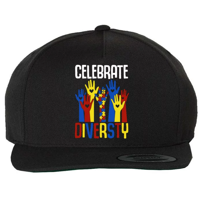 Celebrate Diversity Autism Awareness Month Gift Wool Snapback Cap