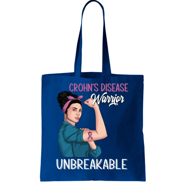 Crohn's Disease Awareness Warrior Unbreakable Support Gift Tote Bag