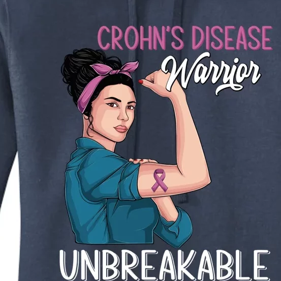 Crohn's Disease Awareness Warrior Unbreakable Support Gift Women's Pullover Hoodie