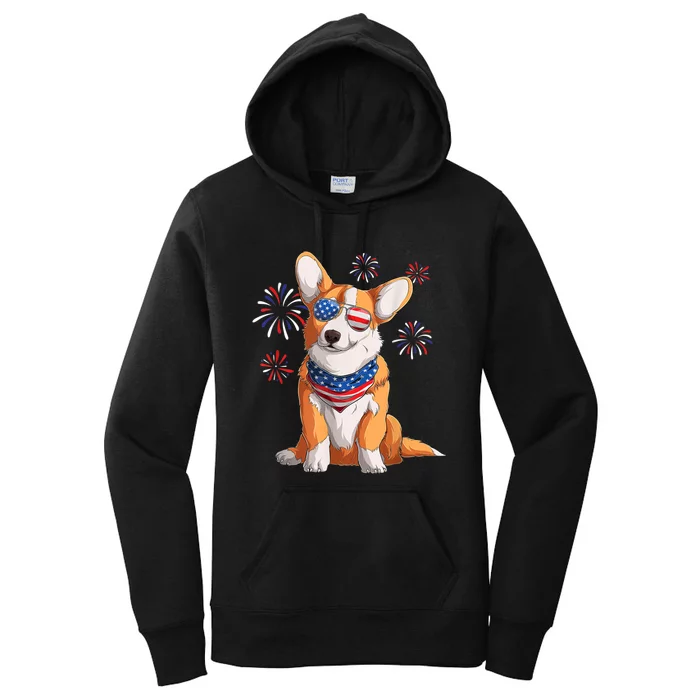 Corgi Dog American USA Flag 4th Of July Men Corgi Lover Women's Pullover Hoodie