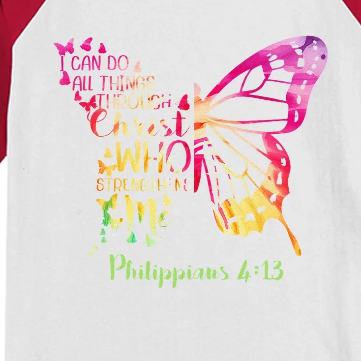 Can Do All Things Through Christ Who Strengthens Me I Kids Colorblock Raglan Jersey