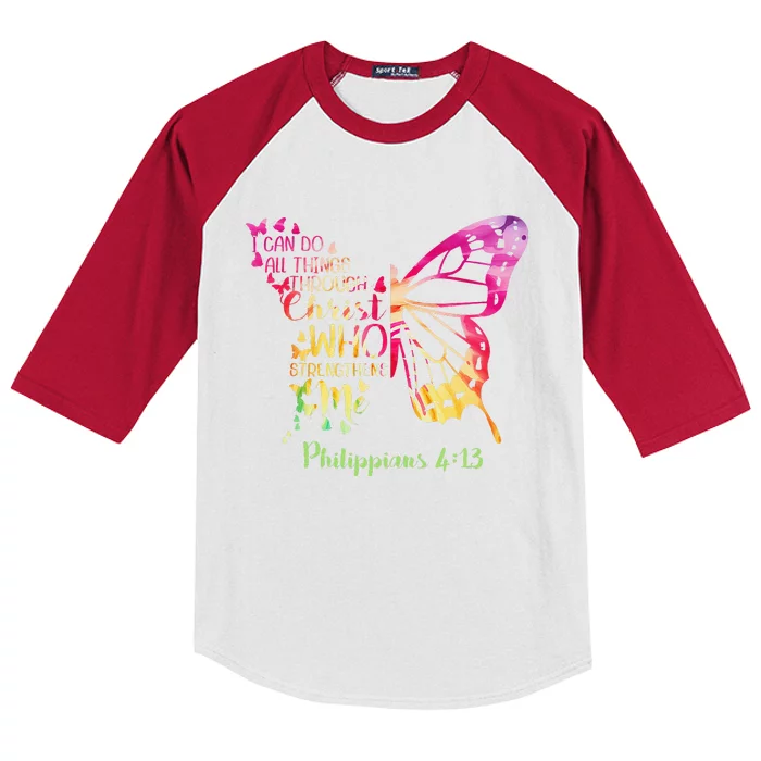 Can Do All Things Through Christ Who Strengthens Me I Kids Colorblock Raglan Jersey