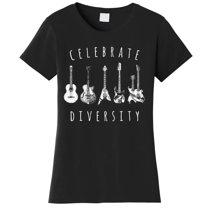 Celebrate Diversity Acoustic Guitar Musician Women's T-Shirt