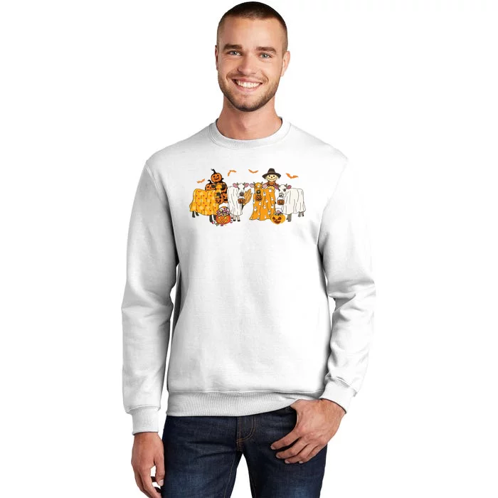 Cow Dressed As Ghost Farm Animal Spooky Season Halloween Sweatshirt