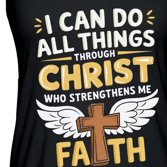 Can Do All Things Through Christ Who Strengthens Me Ladies Essential Flowy Tank