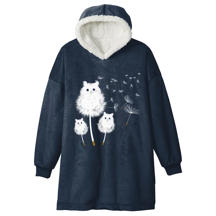 Cat Dandelion Amazing Flower Cat Lover Design Gift Hooded Wearable Blanket