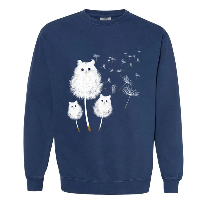 Cat Dandelion Amazing Flower Cat Lover Design Gift Garment-Dyed Sweatshirt