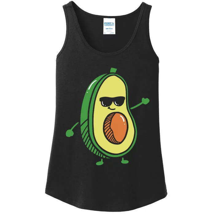 Cute Dancing Avocado Guacamole Avocado Graphics Ladies Essential Tank