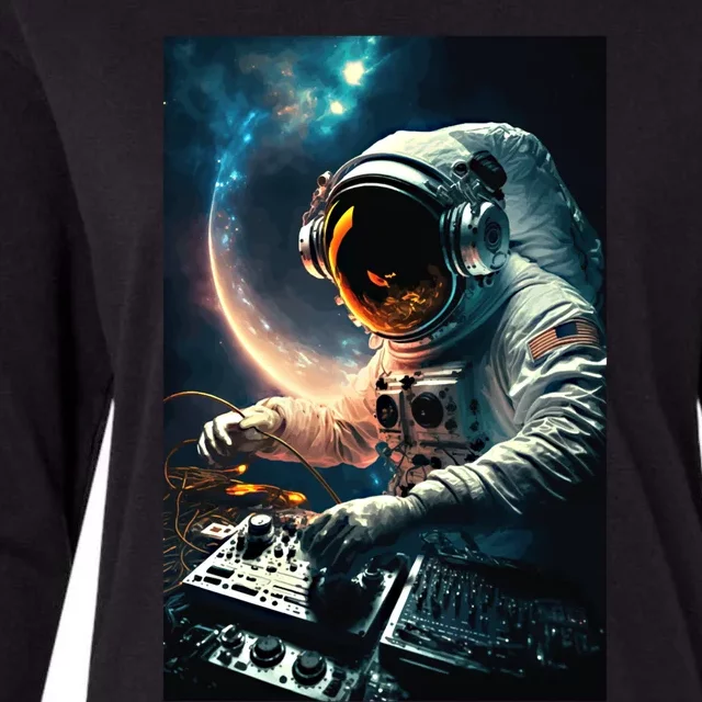 Cosmic Dj Astronaut Djing In Space And Graphic Gift Womens Cotton Relaxed Long Sleeve T-Shirt