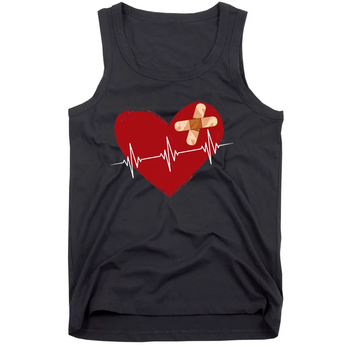 Coronary Diseases Artery Bypass Open Heart Surgery Heartbeat Tank Top