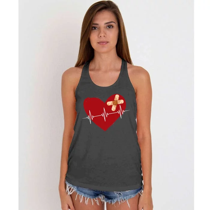 Coronary Diseases Artery Bypass Open Heart Surgery Heartbeat Women's Knotted Racerback Tank