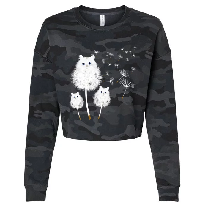 Cat Dandelion Amazing Flower Cat Lover Design Funny Gift Cropped Pullover Crew