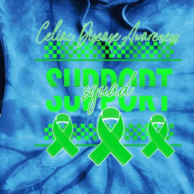 Celiac Disease Awareness Support Squad Green Ribbon Warrior Gift Tie Dye Hoodie