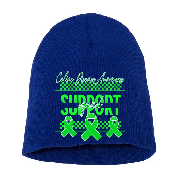 Celiac Disease Awareness Support Squad Green Ribbon Warrior Gift Short Acrylic Beanie