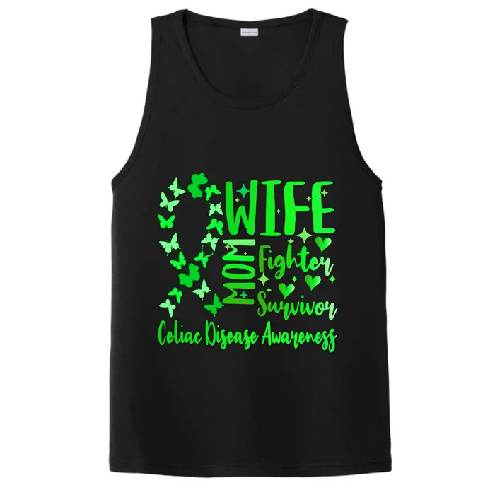 Celiac Disease Awareness Wife Mom Warrior Survivor Butterfly Gift Performance Tank