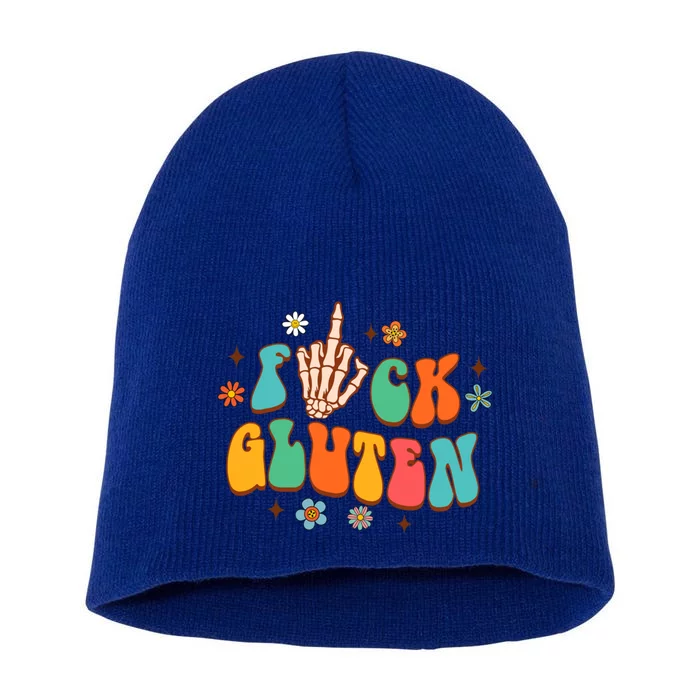 Celiac Disease Awareness Gluten Free Disease Fck Gluten Gift Short Acrylic Beanie