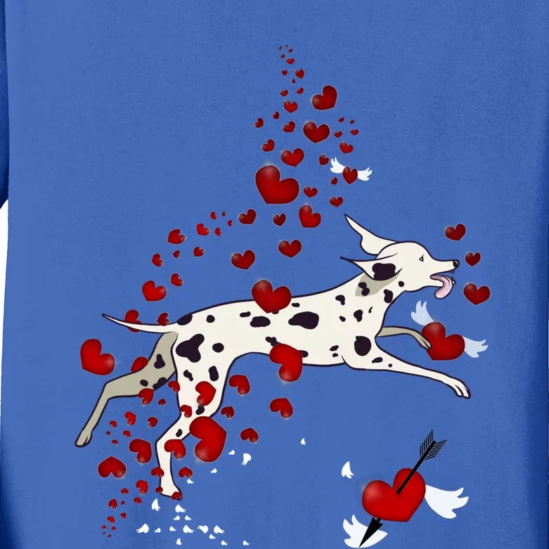 Cute Dalmatian And Red Hearts Funny Dog Mom Valentines Day Gift Kids Long Sleeve Shirt