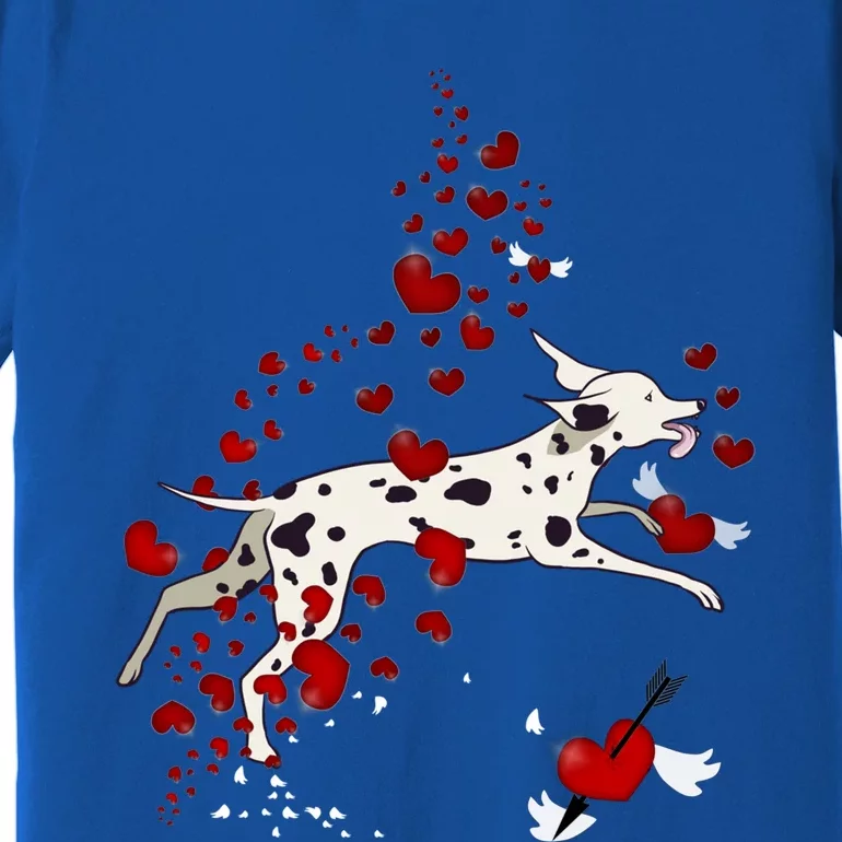 Cute Dalmatian And Red Hearts Funny Dog Mom Valentines Day Gift Premium T-Shirt