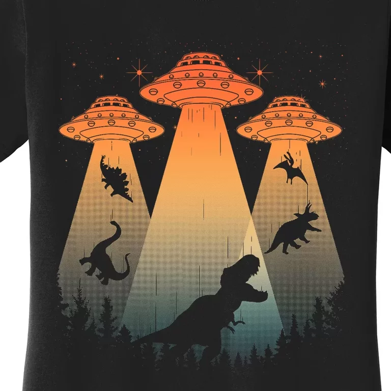 Cool Dinosaur Art Ufo Alien Abduction Dinosaur Women's T-Shirt