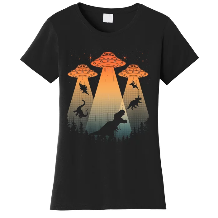 Cool Dinosaur Art Ufo Alien Abduction Dinosaur Women's T-Shirt