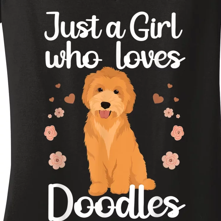 Cute Doodle Art For Women Mom Golden Doodle Dog Lovers Women's V-Neck T-Shirt