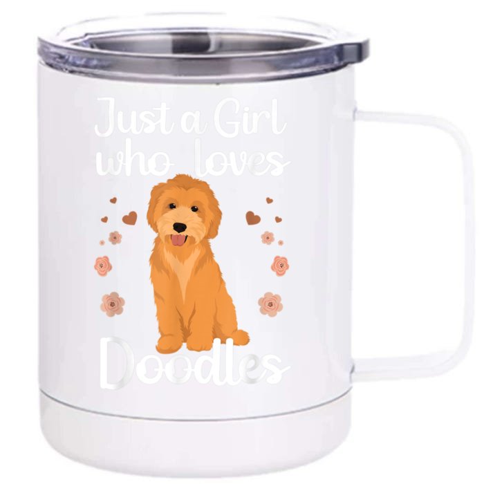 Cute Doodle Art For Women Mom Golden Doodle Dog Lovers Front & Back 12oz Stainless Steel Tumbler Cup