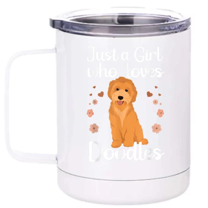 Cute Doodle Art For Women Mom Golden Doodle Dog Lovers Front & Back 12oz Stainless Steel Tumbler Cup