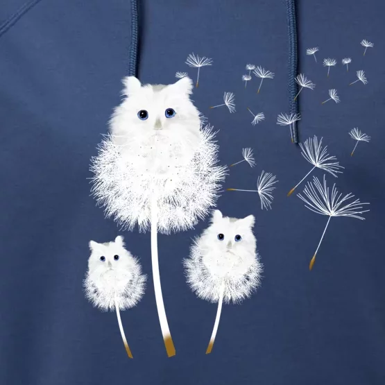 Cat Dandelion Amazing Flower Cat Lover Design Gift Performance Fleece Hoodie