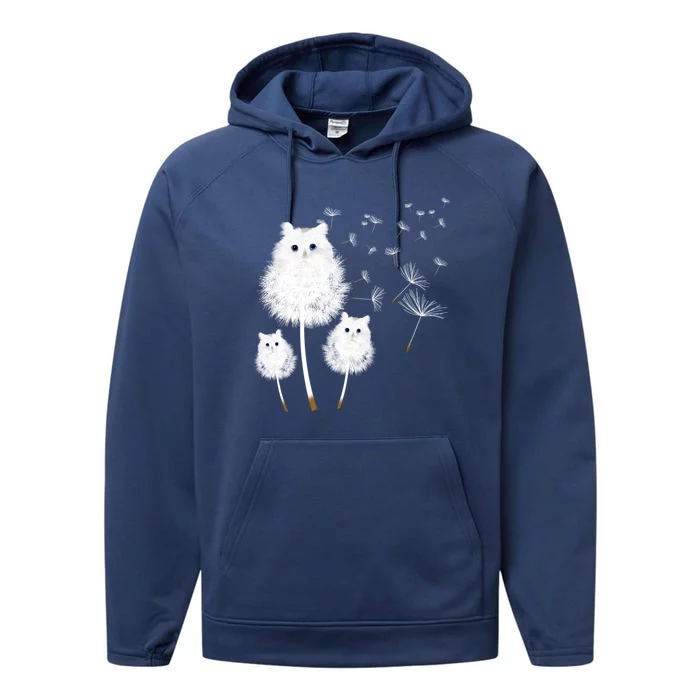 Cat Dandelion Amazing Flower Cat Lover Design Gift Performance Fleece Hoodie