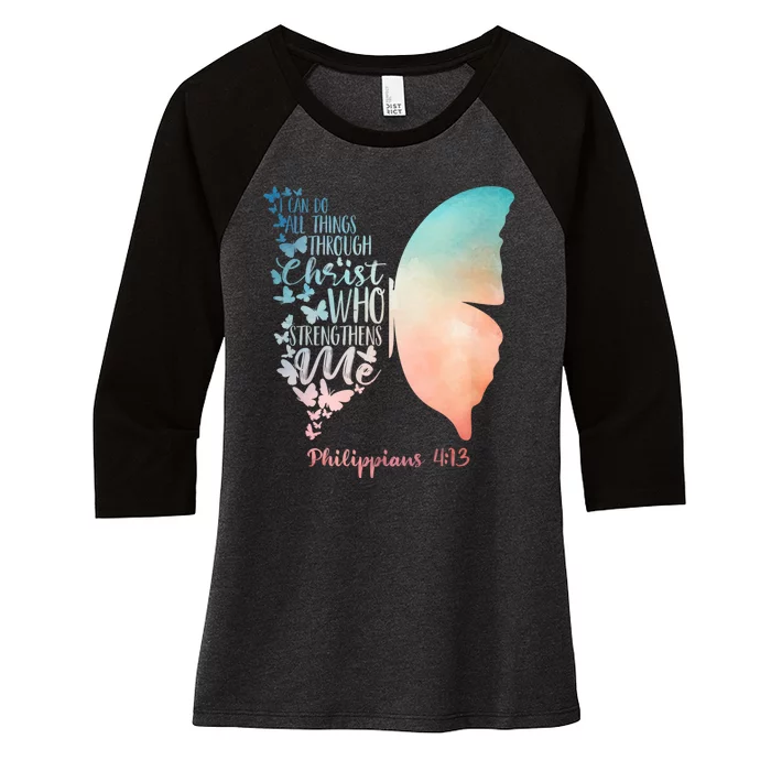 Can Do All Things Through Christ Who Strengthens Me Saying Women's Tri-Blend 3/4-Sleeve Raglan Shirt