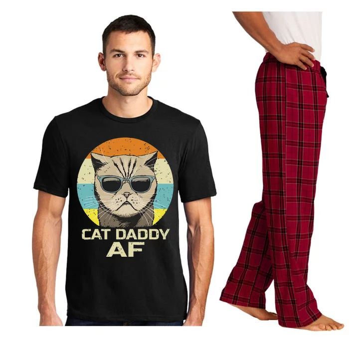 Cat Daddy AF Vintage Graphic Funny Fathers Day Cat Dad Pajama Set