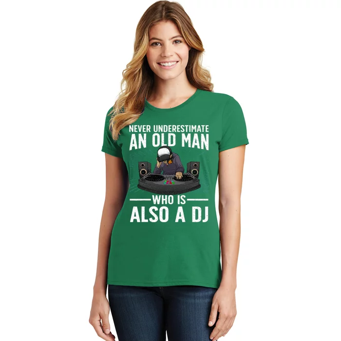 Cool Dj Art For Grandpa Dad Dj Turntable Music Disc Jockey Women's T-Shirt