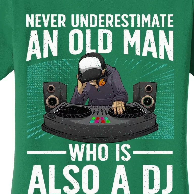 Cool Dj Art For Grandpa Dad Dj Turntable Music Disc Jockey Women's T-Shirt