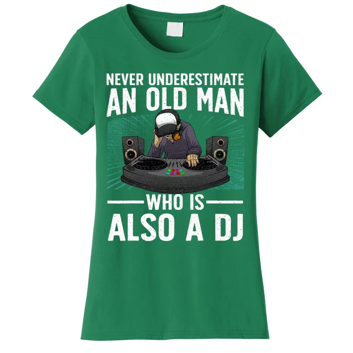 Cool Dj Art For Grandpa Dad Dj Turntable Music Disc Jockey Women's T-Shirt