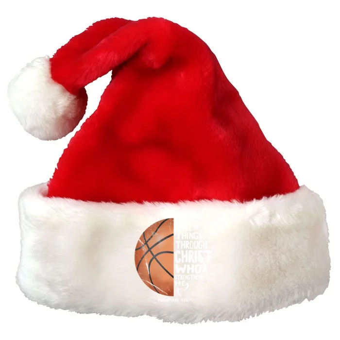 Can Do All Things Through Christ Philippians 4:13 Basketball Premium Christmas Santa Hat