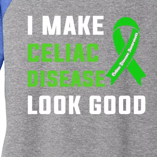 Celiac Disease Awareness Month 2024 Green Ribbon Warrior Gift Women's Tri-Blend 3/4-Sleeve Raglan Shirt