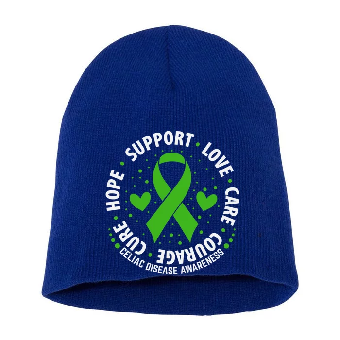 Celiac Disease Awareness Support Month Green Ribbon Cute Gift Short Acrylic Beanie