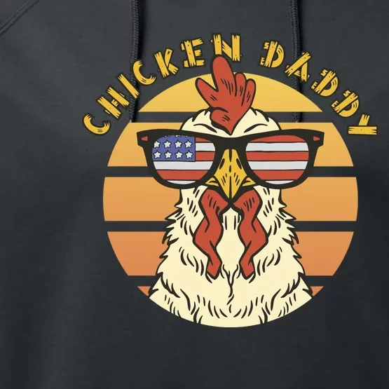 Chicken Daddy American Flag Funny Performance Fleece Hoodie