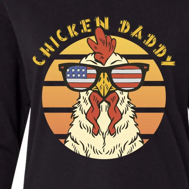 Chicken Daddy American Flag Funny Womens Cotton Relaxed Long Sleeve T-Shirt