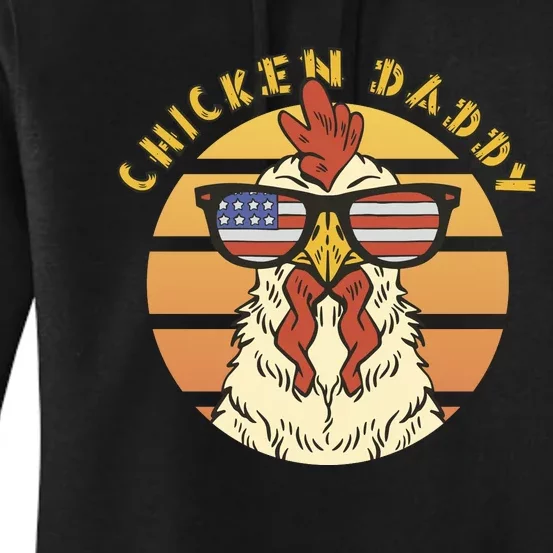 Chicken Daddy American Flag Funny Women's Pullover Hoodie