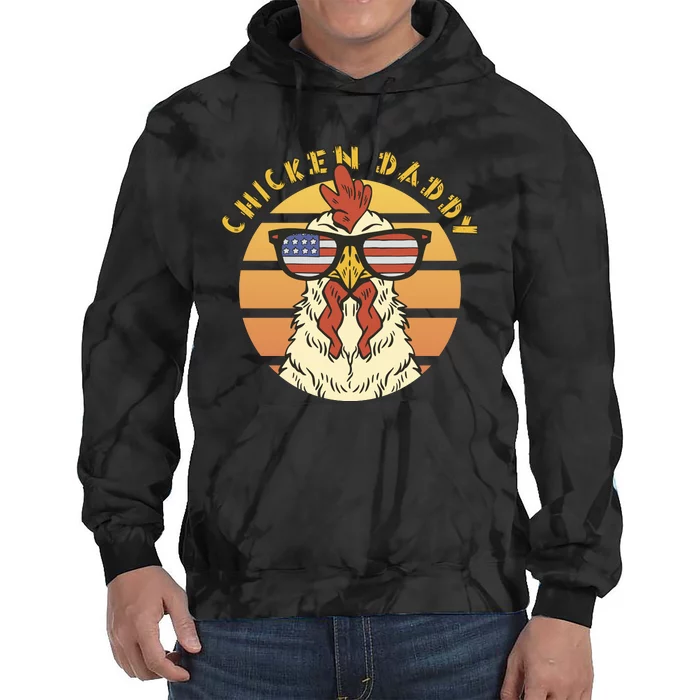 Chicken Daddy American Flag Funny Tie Dye Hoodie