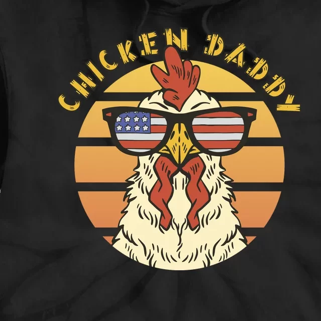 Chicken Daddy American Flag Funny Tie Dye Hoodie