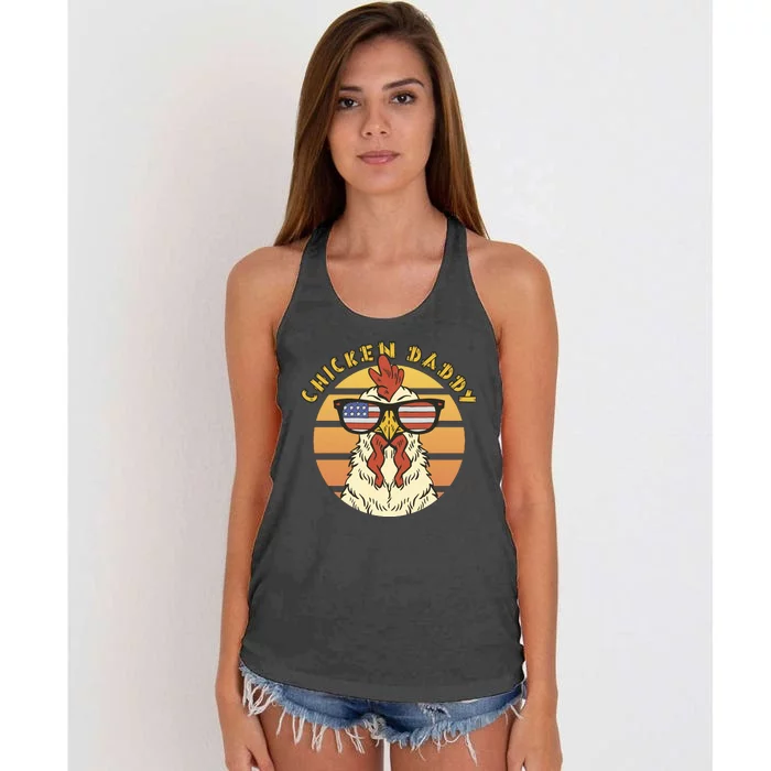 Chicken Daddy American Flag Funny Women's Knotted Racerback Tank