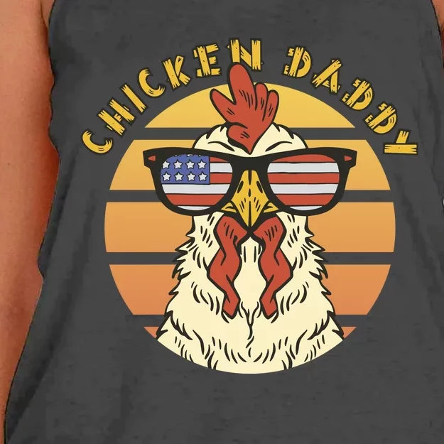 Chicken Daddy American Flag Funny Women's Knotted Racerback Tank