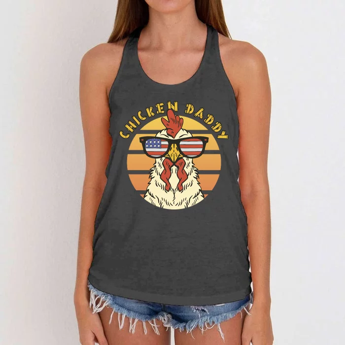 Chicken Daddy American Flag Funny Women's Knotted Racerback Tank