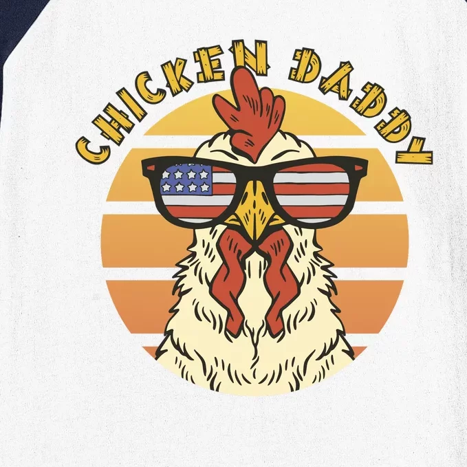 Chicken Daddy American Flag Funny Baseball Sleeve Shirt