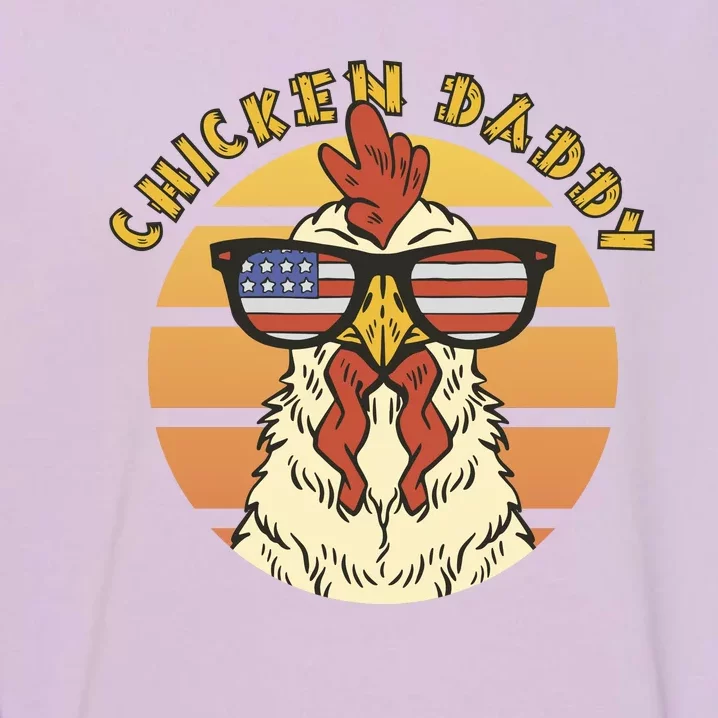 Chicken Daddy American Flag Funny Garment-Dyed Sweatshirt