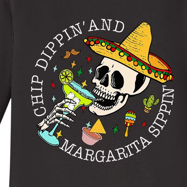 Chip Dippin And Margarita Sippin Cinco De Mayo Drinking Baby Long Sleeve Bodysuit