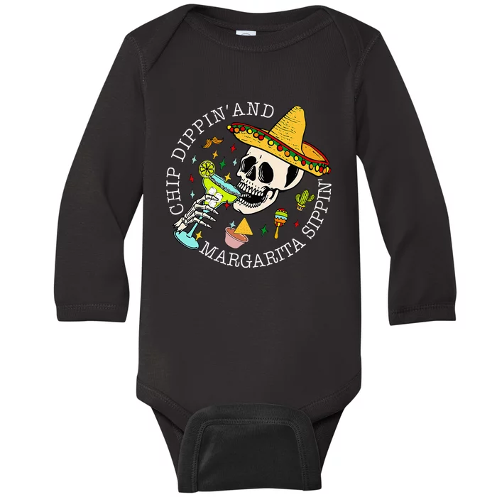 Chip Dippin And Margarita Sippin Cinco De Mayo Drinking Baby Long Sleeve Bodysuit